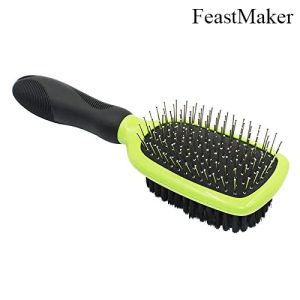 FeastMaker articles for animals Pets 2-in-1 Grooming Brush for Dogs & Cats - Pin Slicker and Bristle Brush Combo