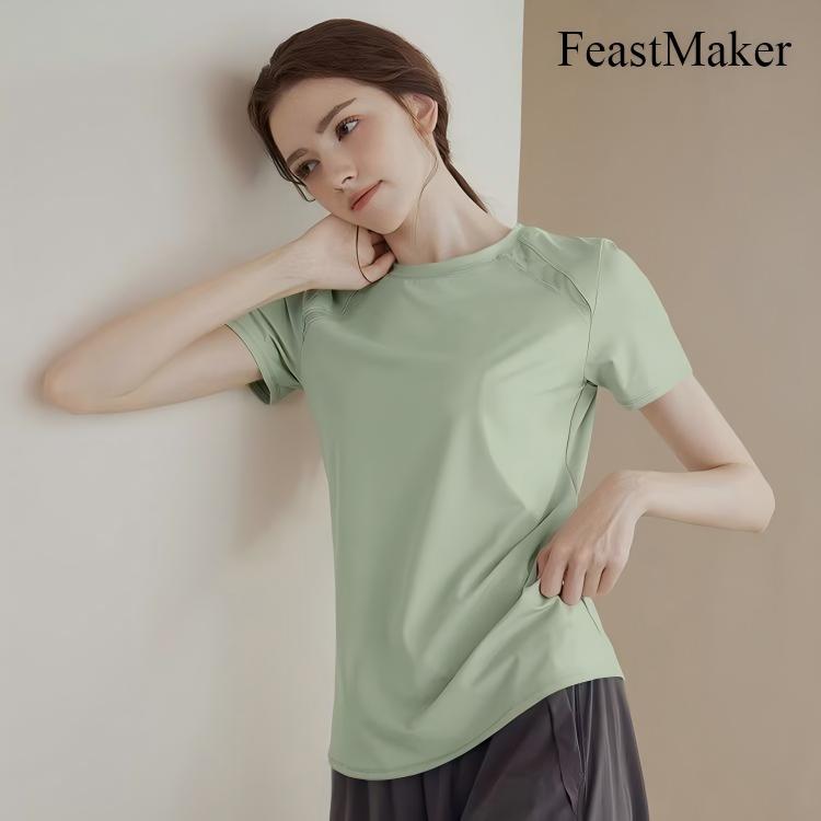FeastMaker Women Clothing Women's Compression Shirt Running Athletic T-Shirts Workout Tops Size L - Image 4
