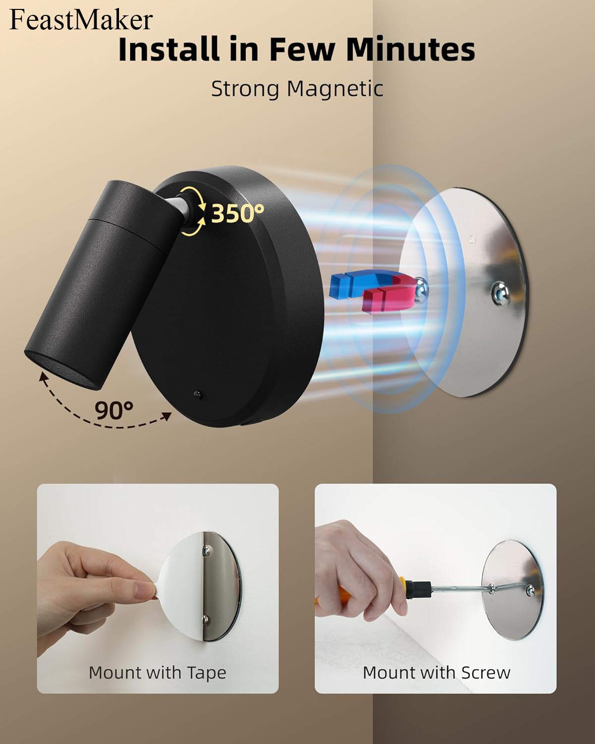 FeastMaker Lighting Apparatus Spotlights Indoor with Remote, 5500mAh Rechargeable Picture Lights, Wireless LED Uplighting with Timer&Dimmable - Image 3