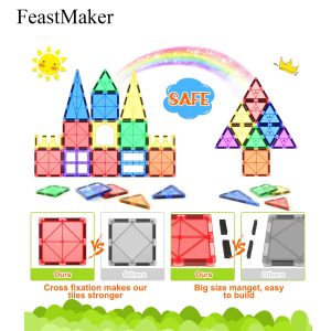 FeastMaker Toys Magnetic Tiles, 96PCS Magnetic Block Toddler Toys