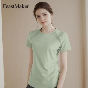 FeastMaker Women Clothing Women's Compression Shirt Running Athletic T-Shirts Workout Tops Size L